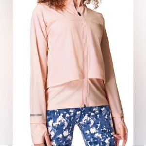 Sweaty Betty  Pink Fast Track Full Zip Layered Active Jacket Women's L Hood